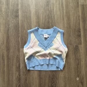 Princess Polly Blue and Cream Knit Vest